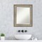 Beveled Wood Bathroom Wall Mirror, Mezzanine Antique Silver Narrow Frame